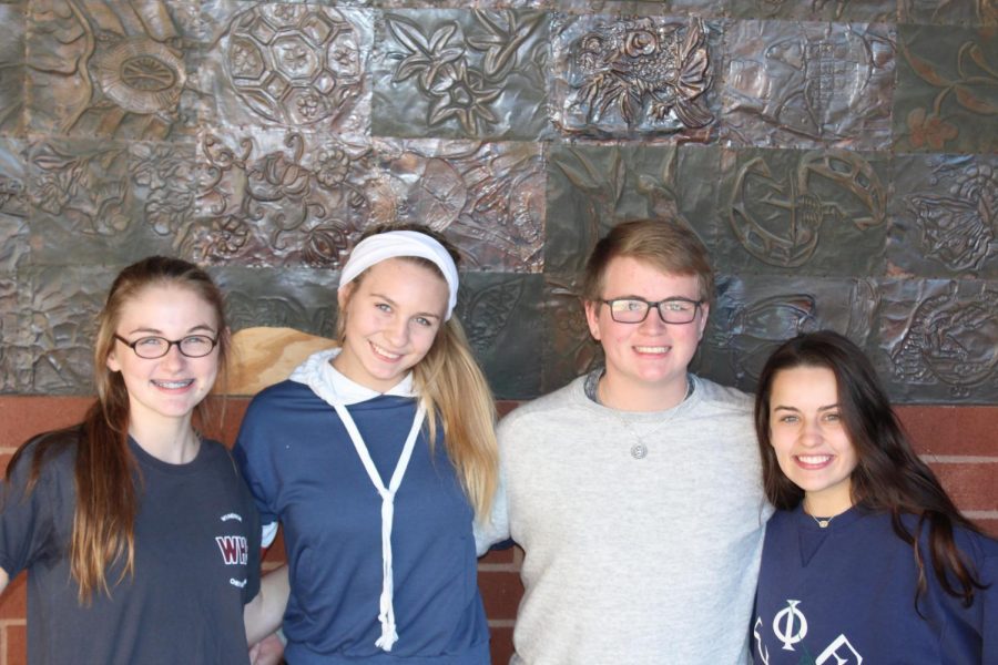2018-2019 class officers from the left, Maggie Funston (freshmen), Sophie Dubis (sophomore), Adam Marler (junior), and Emily Shaul (senior) 