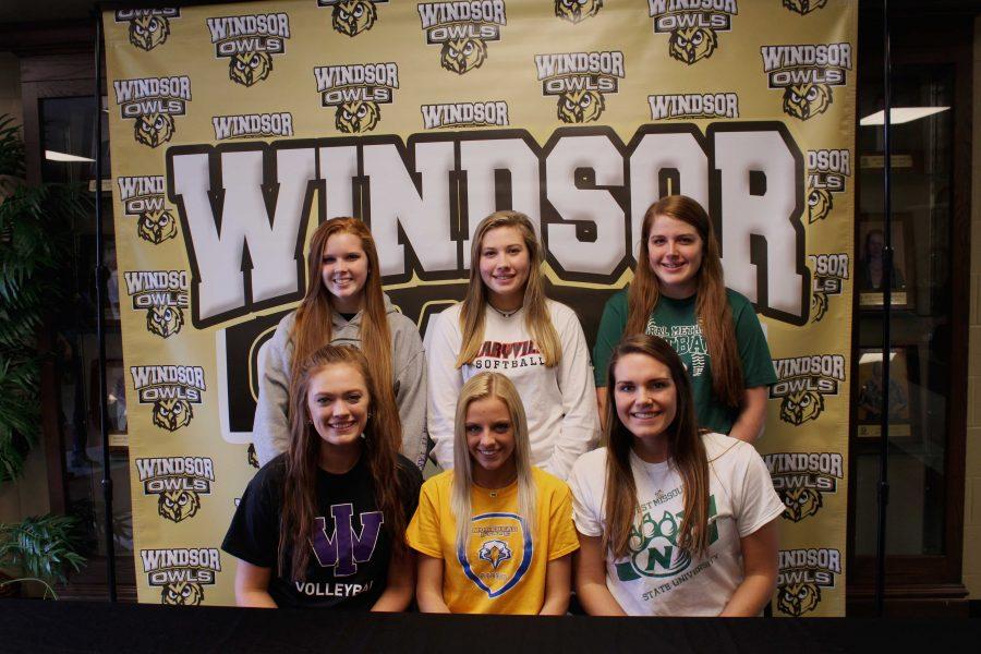 (From top left) Maddie Stringer, Shaina Kmetz, Ashley Pluemer (From bottom left) Addison Buscher, Lauryn Kunz, and Katie Duncan 