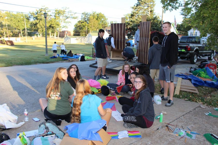 Students will be building floats for the parade on Friday. 